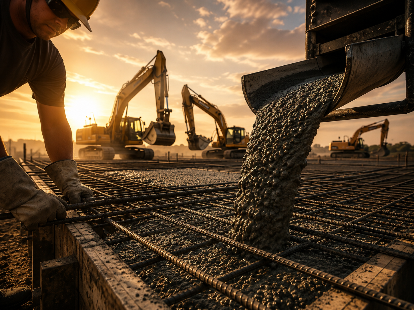 Construction skyline at sunset